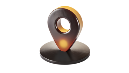 Location Pin Symbol with Golden Glow on Transparent Background on white background