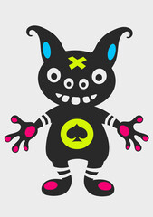 Satirical peak monster. Flat cartoon design.