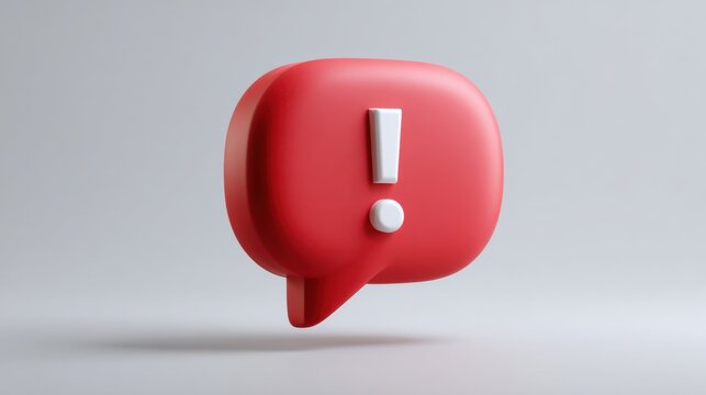 Alert in Bubble: A vibrant red speech bubble prominently displays an exclamation mark, instantly conveying a sense of urgency, warning, or critical information