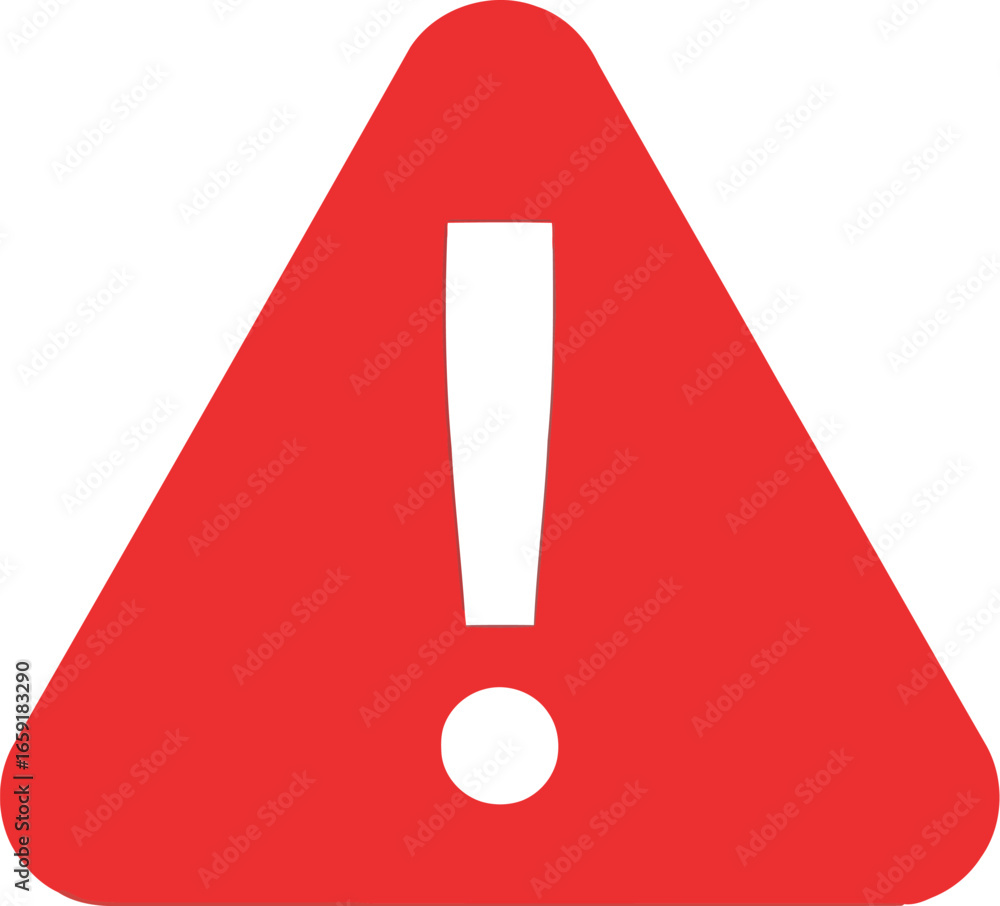 Poster vector vector art of red warning sign with exclamation mark transparent background