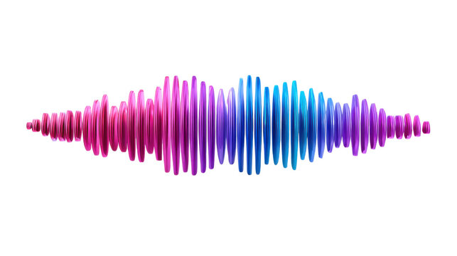 Vibrant Sound Wave: A dynamic sound wave pulses with energy, illustrated in gradient hues of blue, purple, and pink, representing the auditory spectrum in a visually striking manner.