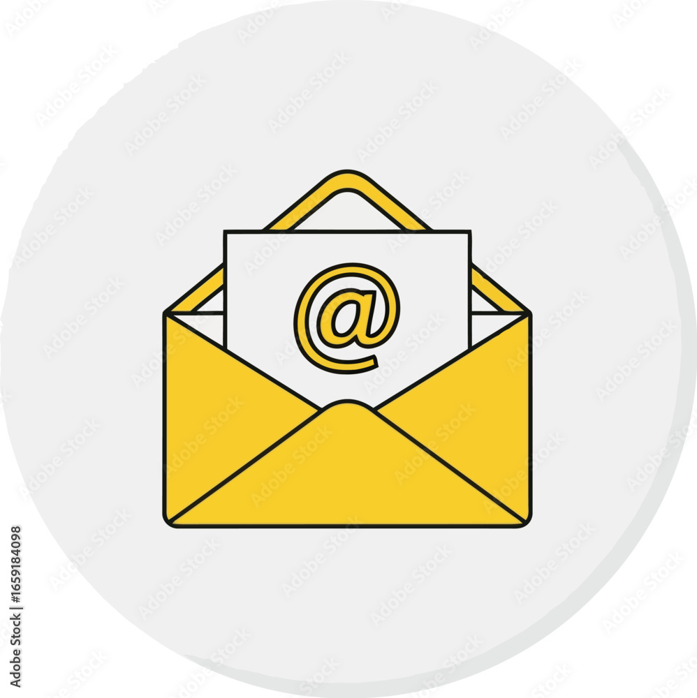 Aufkleber vector vector art of open yellow envelope with symbol inside, representing email communication trans