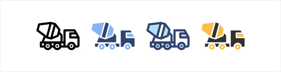 Cement Truck Icon Set Multiple Style Collection
