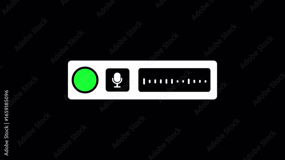 Poster voice record message animation on black background, audio wave voice message template animated with 