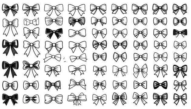 Collection of various black and white bows