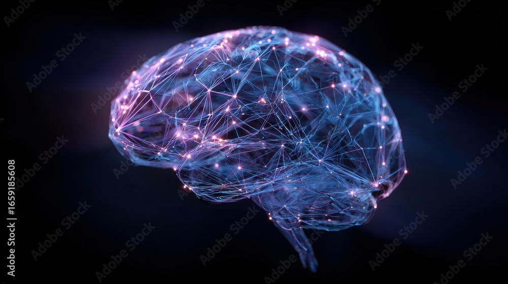 Aufkleber brain network: capturing the intricate network of human brain with connection node, neural pathways 