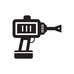 Black silhouette of power adapter with a cord isolated on white background silhouette