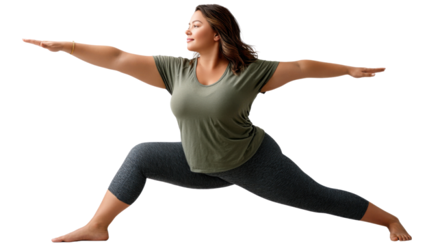 Balance in the Body: A serene woman demonstrates perfect balance through a yoga posture that highlights wellness and active living.