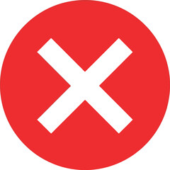 Fototapeta premium Vector vector art of white cross inside a red circle, a symbol for wrong or error, transparent background