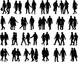 Couple silhouette walking together, people holding hands, romantic relationship, love concept, friendship, urban lifestyle, casual fashion, community connection, social interaction design