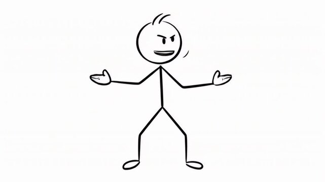 Animated Stickman Character Tossing a Frisbee and Making Confused Gestures on White Background Simple Stick Figure Black and White Drawing Isolated to Symbolize Cartoon Pictogram