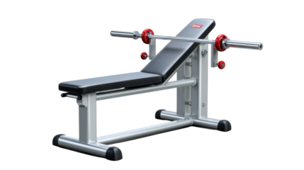 Weight Bench: A detailed, isolated shot of a modern weight bench, set against a simple background, showcasing its sturdy design and functionality.