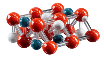 Molecular Structure Displayed: A vibrant and detailed depiction of a molecular structure, showcasing the intricate arrangement of atoms and bonds in a colorful and visually striking manner.