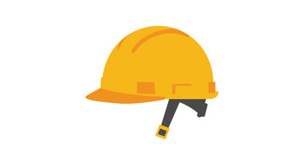 Yellow hard hat with black and yellow chin strap