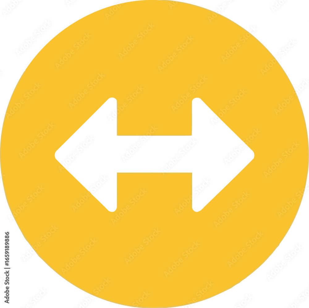 Poster vector vector art of white bidirectional arrows symbol inside yellow circle transparent background
