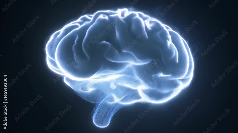 Poster this image showcases a glowing brain symbolizing neural activity and creativity. it represents conce