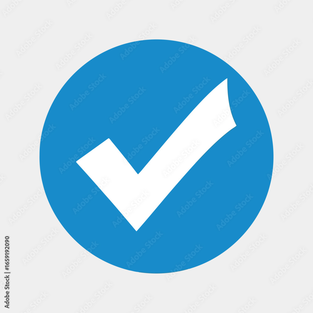 Poster vector vector art of blue circle with white check mark icon for confirmation and success transparent