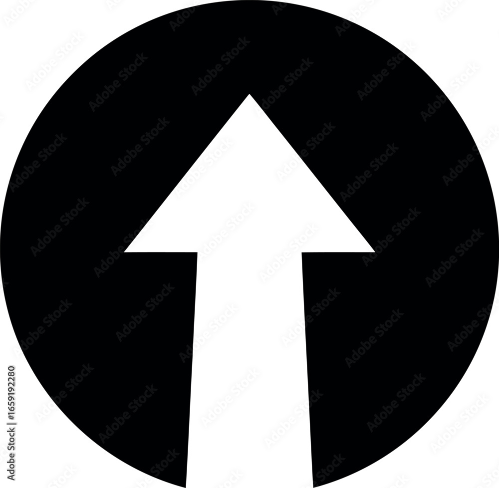 Poster vector vector art of upward arrow inside a black circle, indicating direction and progress transpare