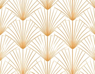 Golden fan-shaped pattern on white