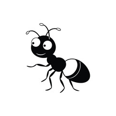Cartoon Ant Standing on Anthill in Black and White Illustration silhouette vector