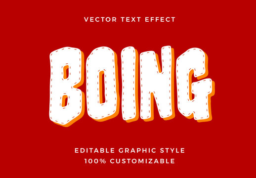 White Flat Bubble Font Cartoon Stitch Text Effect