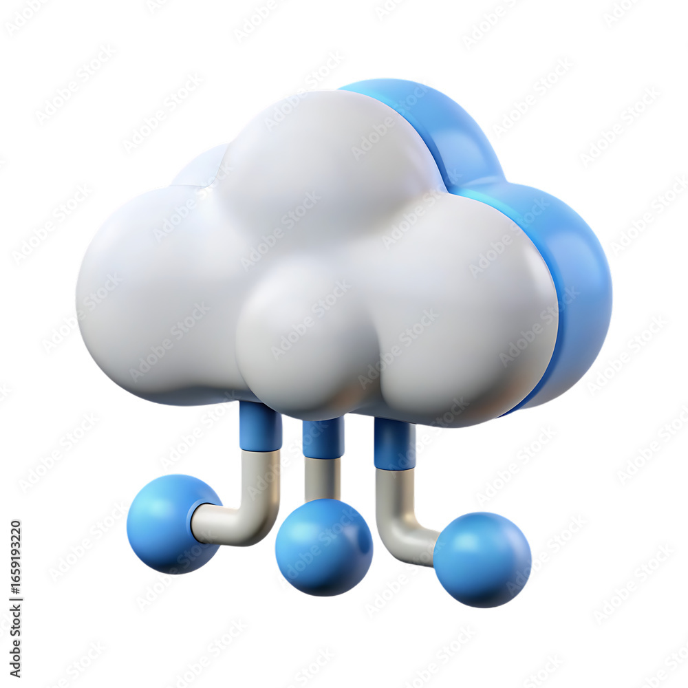 Poster 3d cloud computing icon isolated on transparent background