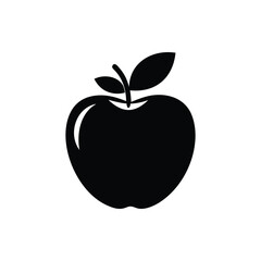 Simple black and white graphic of a healthy looking apple fruit