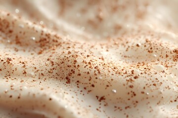 Close up Macro Shot of Creamy Texture with Cocoa Powder Sprinkle Food Photography