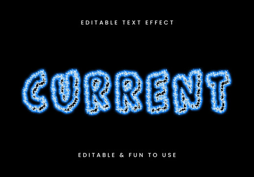 Black And Blue Electric Font Outline Lightning Text Effect