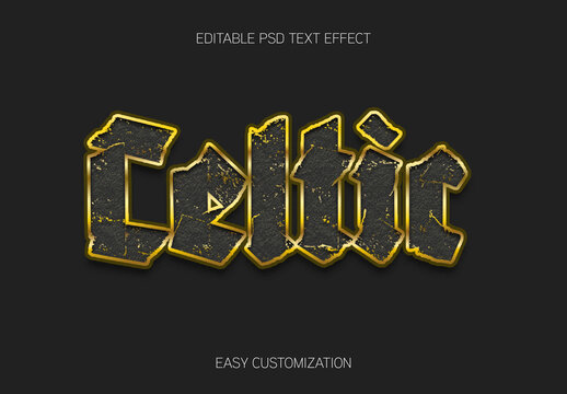 Black And Gold Celtic Font Grunge Gothic Outlined Text Effect