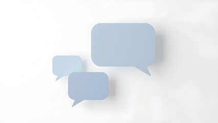 Fototapeta premium Floating speech bubble shapes on a neutral background, representing communication and feedback.