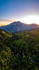 Fototapeta premium Mountain valley sunset view