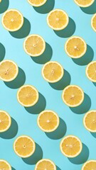 Pattern of lemon slices on a vibrant background