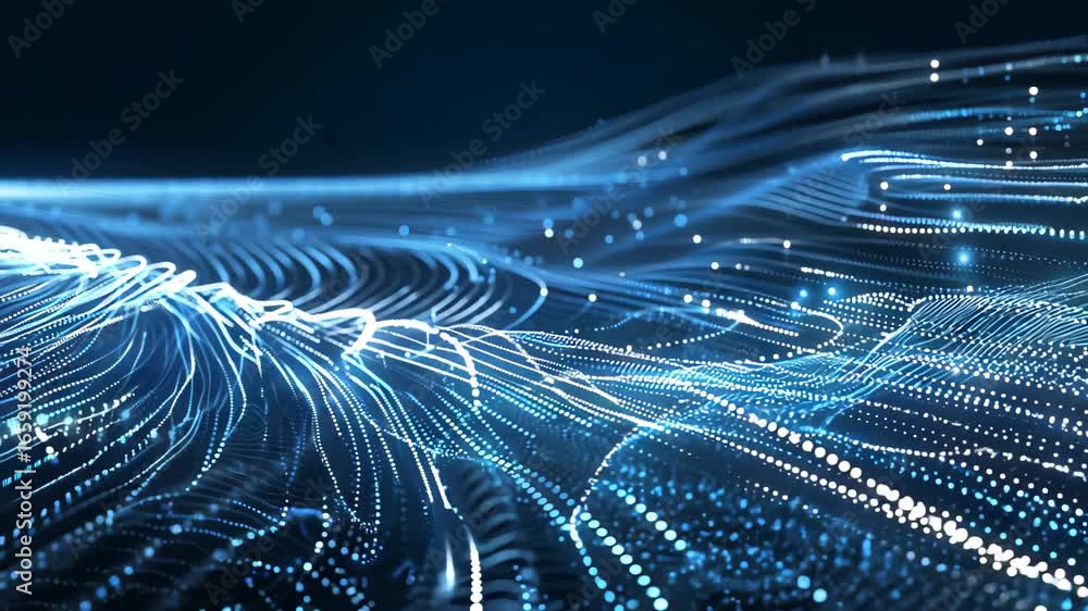 Aufkleber dynamic abstract background with luminous waves and glowing particles creating a sense of movement a