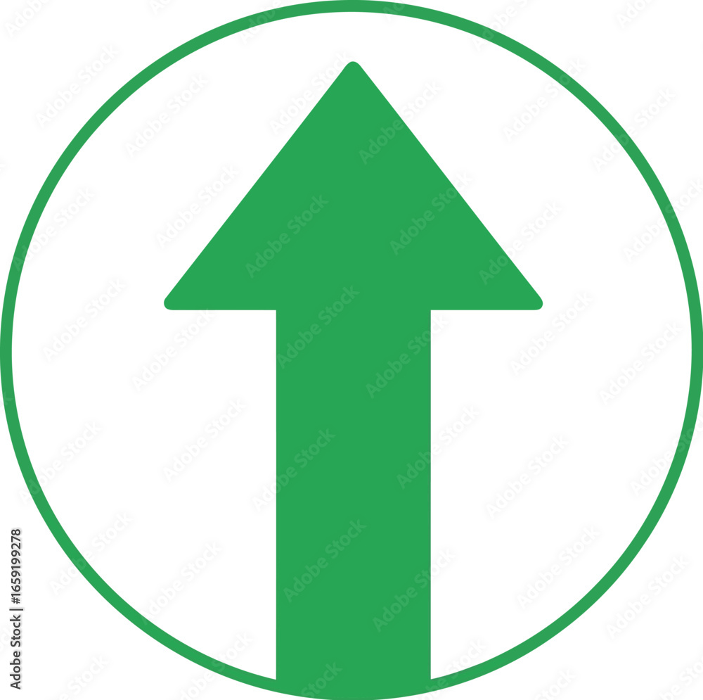 Poster vector vector art of green arrow pointing upwards inside a circle, transparent background