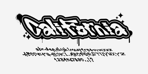 Font California. American y2k streetwear vintage style colorful slogan quote vector icon illustration background. Suitable for tshirt, clothing, poster, banner, flyer, sticker.
Urban city 2000 era