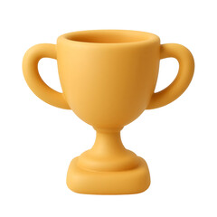 3D Golden Trophy Cup Icon Isolated on Transparent Background