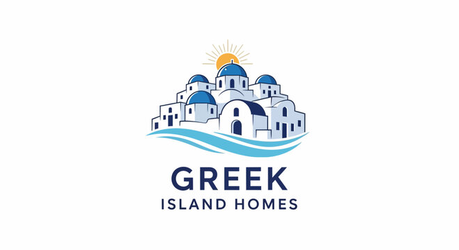 Greek island homes with blue domes and white buildings