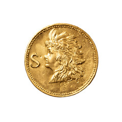 Gold coin design detailed close up