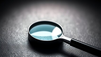 Magnifying glass on a textured surface highlights professional inspection under focused light.