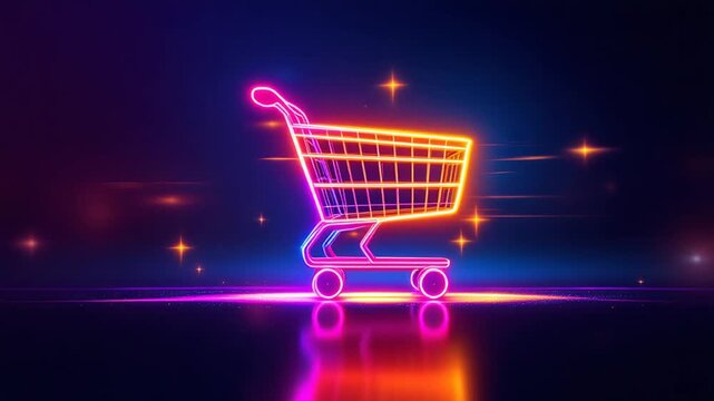 neon shopping cart digital retail concept - Powered by Adobe