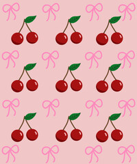 seamless cherry and tape pattern