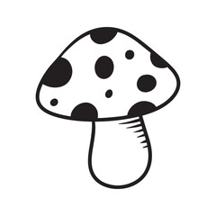 cartoon lineart mushroom autumn seasonal illustration.