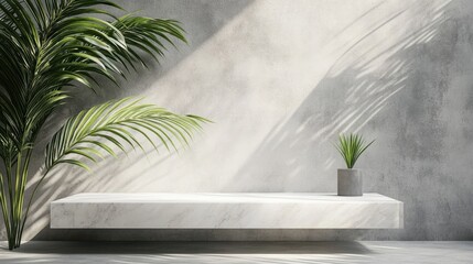 Minimalist Marble Display with Greenery.