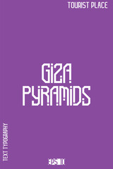 Famous World Landmarks Modern Typography Vector Design &ndash; Tourist Place Lettering Art - Giza Pyramids Egypt