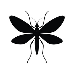Stylized silhouette of a moth with large wings and delicate legs, A moth insect silhouette vector illustration