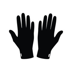 Pair of black gloves presented palms up for examination or display, Hand gloves silhouette vector illustration