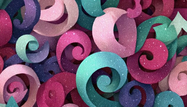 Abstract swirls of glittery pastel colors