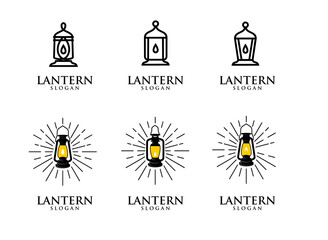 Lantern Logo Set, Vintage Line Art Design © Alpha Factory Std
