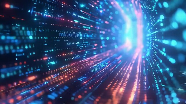 Digital tunnel binary code technology abstract footage